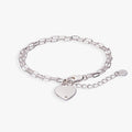 Heart Charm Double Paperclip Chain Bracelet in gold, silver, and rose-gold metal finish