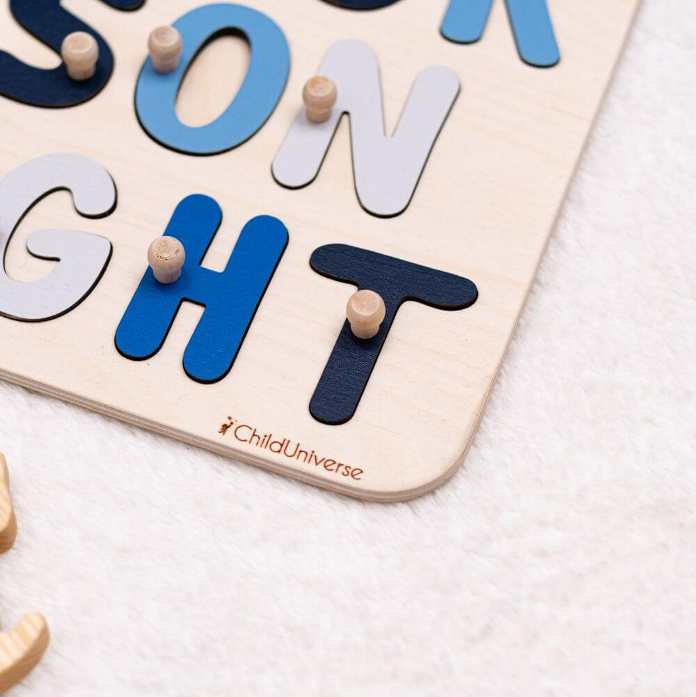 Custom Double Name Puzzle for Toddlers – Personalized Wooden Spelling Toy