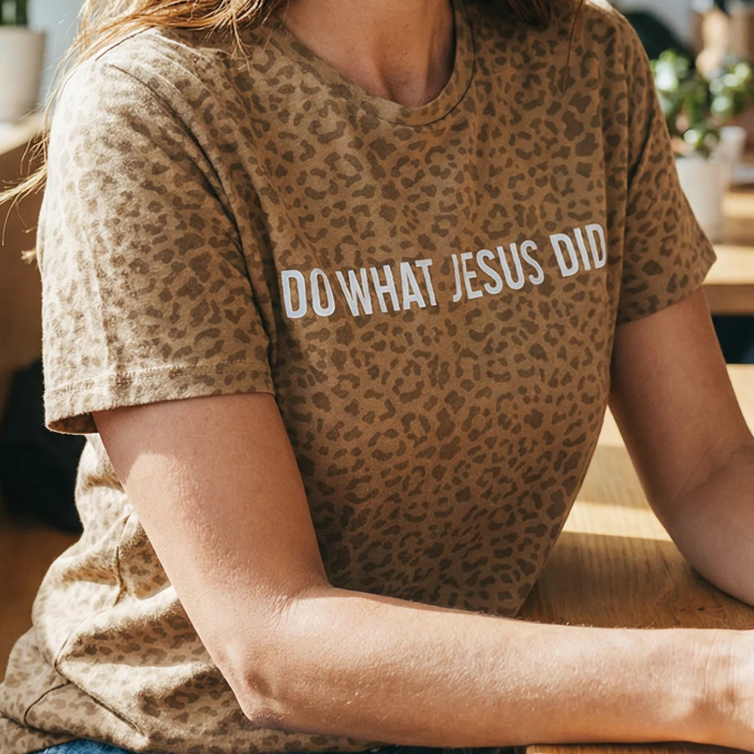 Christian Leopard and Camo Graphic Tee for Women