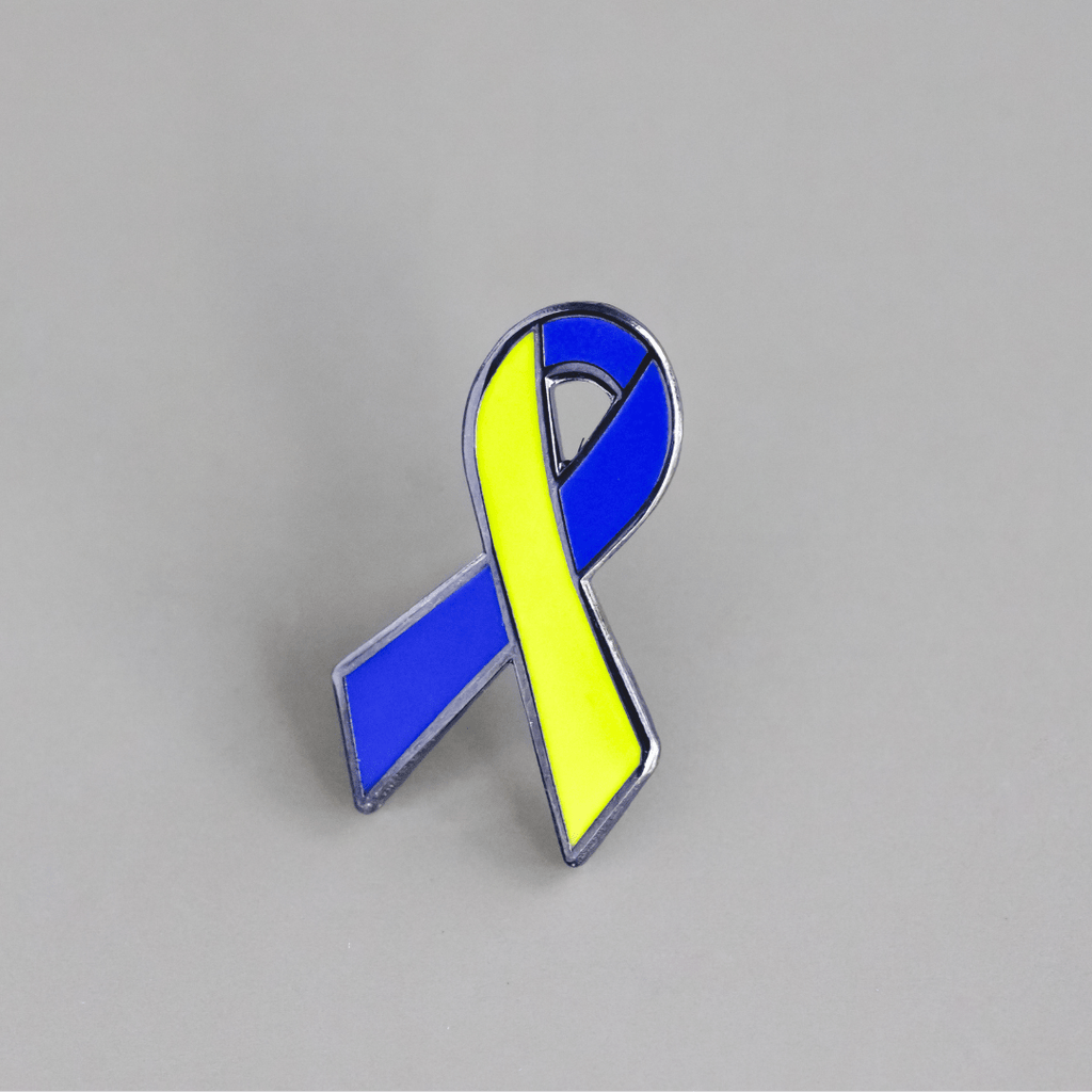 Down Syndrome Yellow & Blue Awareness Ribbon Enamel Pin