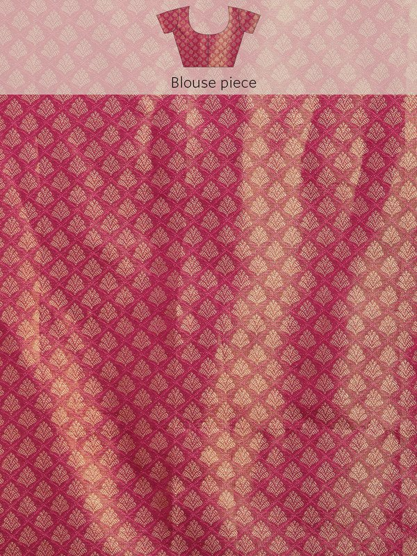 Purple Brocade Zari Woven Floral Saree with Blouse Piece