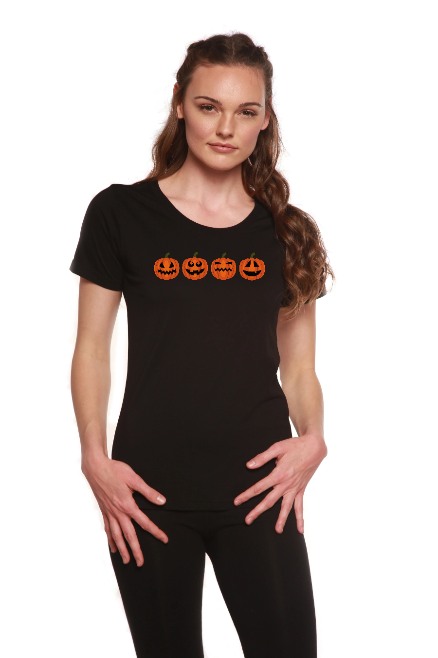 Women's Halloween Pumpkin Printed Bamboo T-Shirt