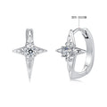 925 Sterling Silver White Gold Plated CZ Pavé 1.5 x 1.0 cm Hoop Earrings for Women