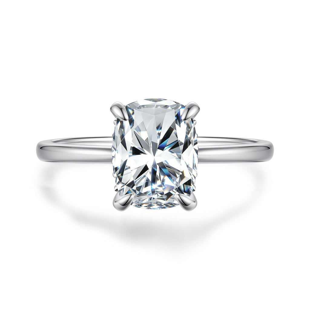 925 Sterling Silver White Gold Plated 3ct Moissanite Size 6 Ring for Women