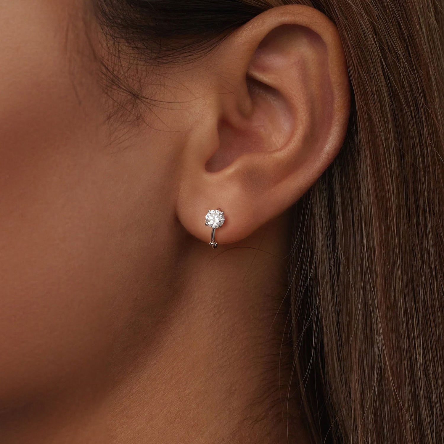 925 Sterling Silver & White Gold Plated 0.5 Carat Moissanite Earrings for Women