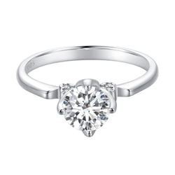 925 Sterling Silver 1.0 Carat Moissanite Ring in Size 8