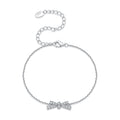 925 Sterling Silver White Gold Plated Moissanite Bow-Knot 15+6cm Bracelet for Women