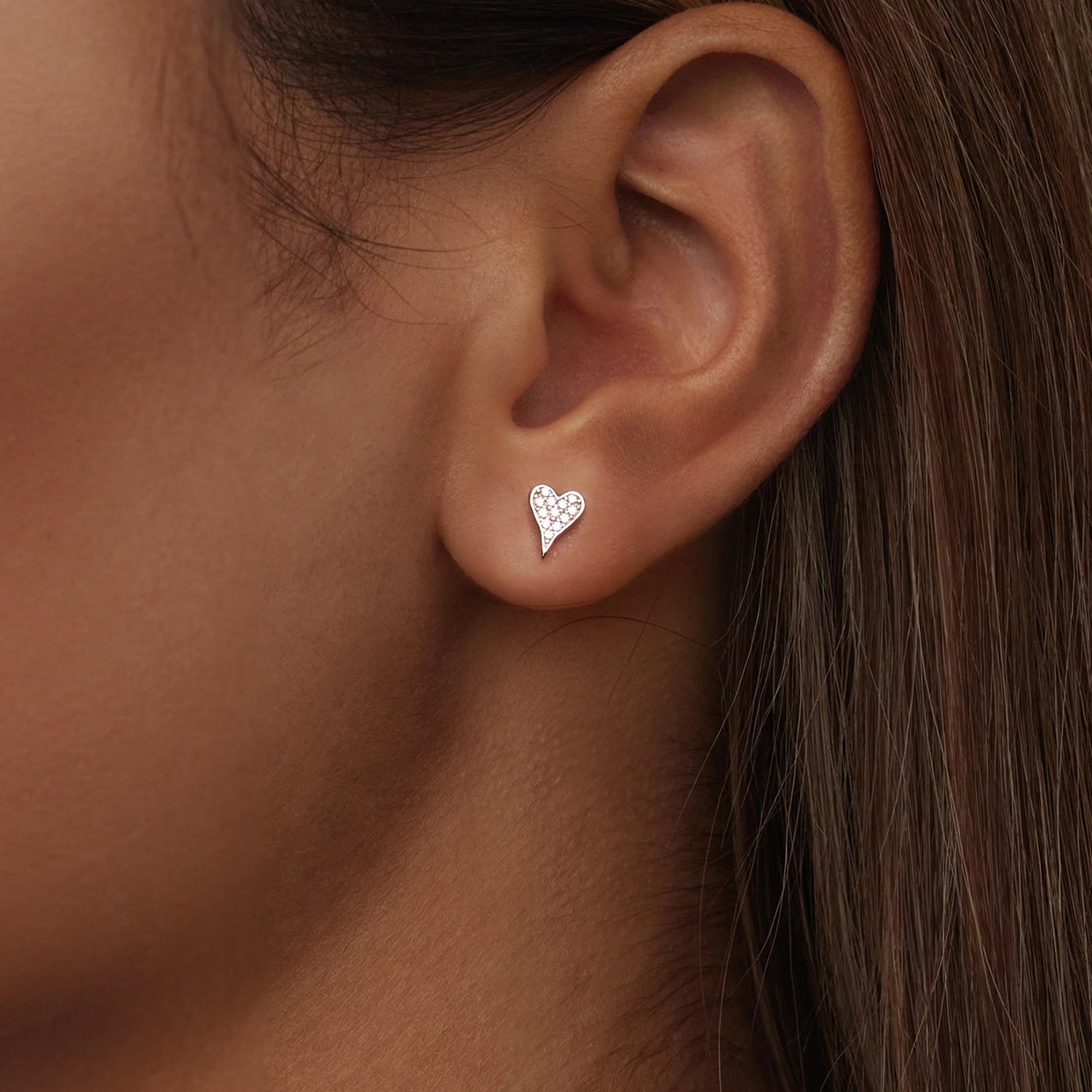 925 Sterling Silver White Gold Plated Pavé CZ Earrings