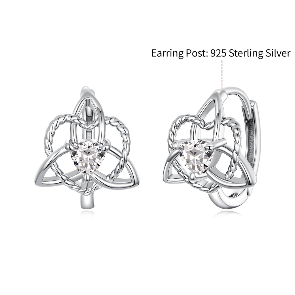 925 Sterling Silver White Gold Plated Pavé CZ 1.5x1.2cm Hoop Earrings for Women