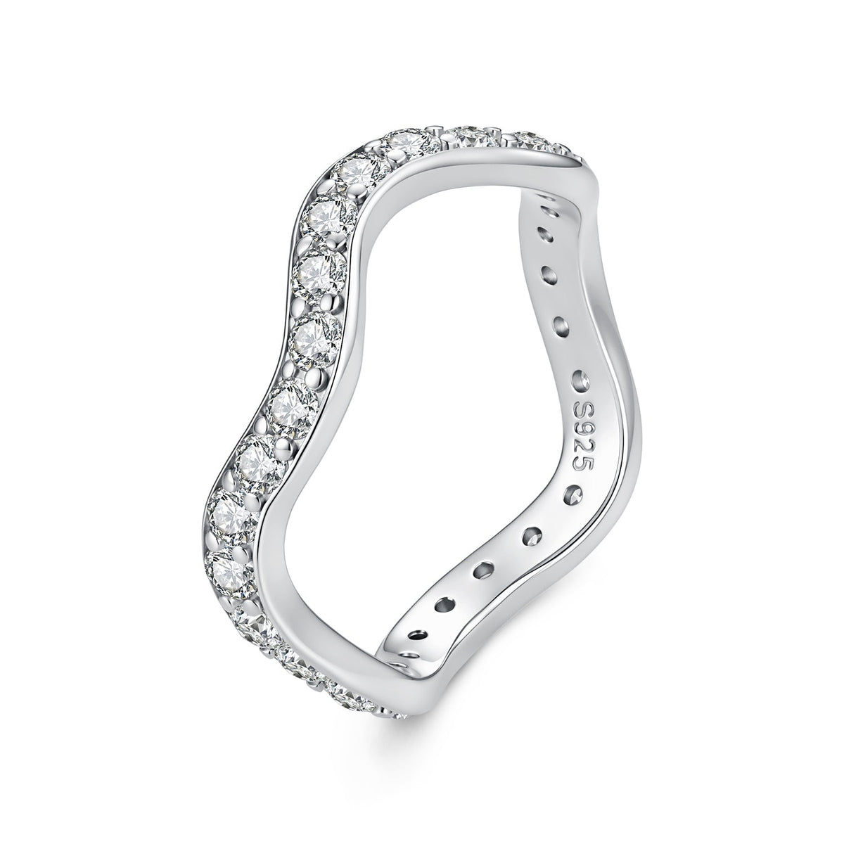 925 Sterling Silver White Gold Plated Moissanite Size 6 Ring for Women