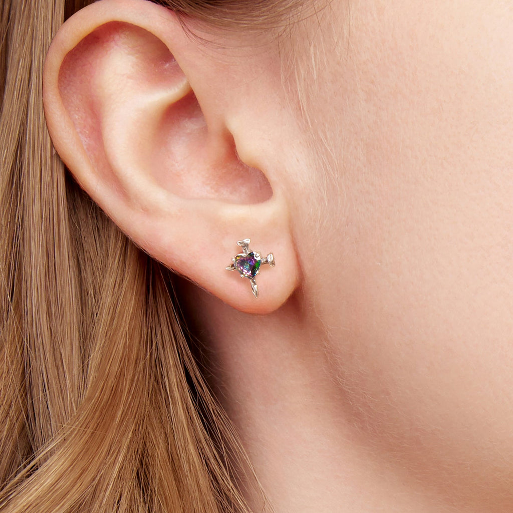 925 Sterling Silver Earrings with Transparent Glass for Women