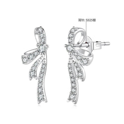 925 Silver White Gold Plated CZ Pavé 1.7 x 0.7 cm Earrings for Women
