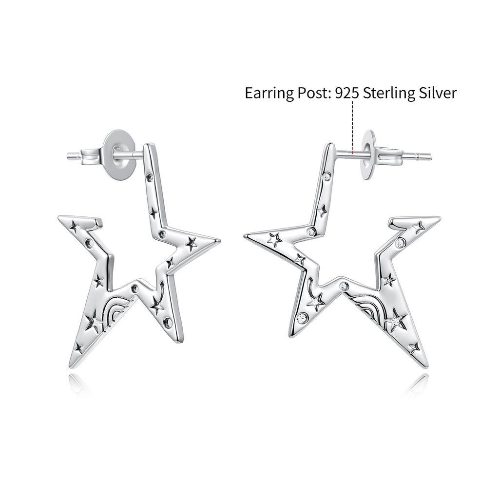 925 Sterling Silver White Gold Plated 2.3 cm Copper Earrings for Women