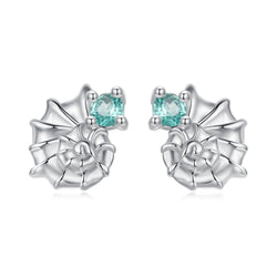 925 Sterling Silver Earrings with Transparent Glass and White Gold Plating for Women