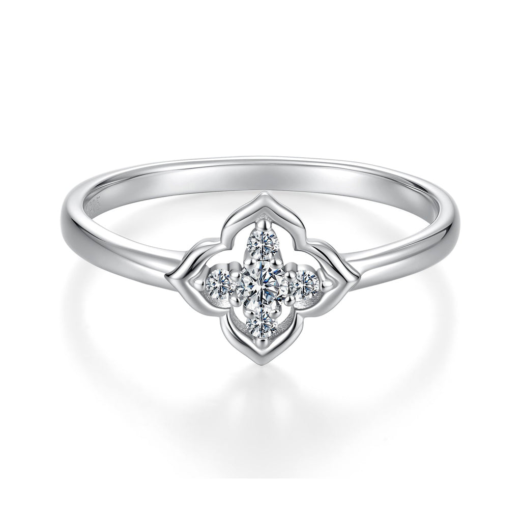 925 Sterling Silver White Gold Plated Moissanite Size 6 Ring for Women