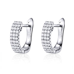 925 Sterling Silver Earrings with Pavé Setting CZ 1.3*0.4cm
