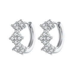 925 Sterling Silver Earrings with Pavé Setting CZ - 1.2*0.65cm, White Gold Plated for Women