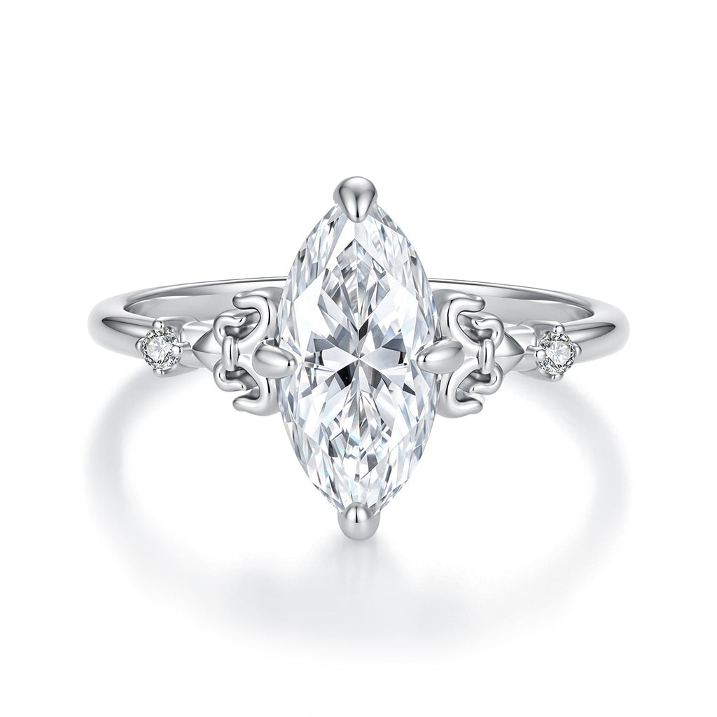 925 Sterling Silver White Gold Plated Moissanite Size 6 Ring for Women