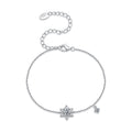 925 Sterling Silver White Gold Plated Moissanite Adjustable 15+6cm Bracelet for Women