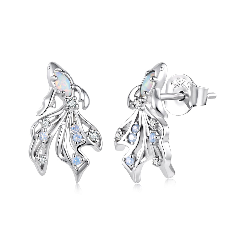 925 Sterling Silver White Nano Opal CZ 1.3*0.8cm Earrings for Women