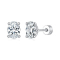 925 Sterling Silver White Gold Plated 1ct Moissanite 0.7x0.5cm Egg-Shaped Earrings for Women