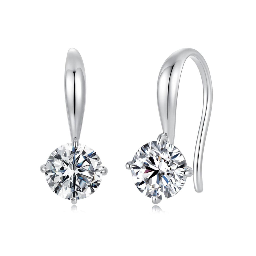 925 Sterling Silver White Gold Plated 0.5ct Moissanite 1.4x0.6cm Earrings for Women