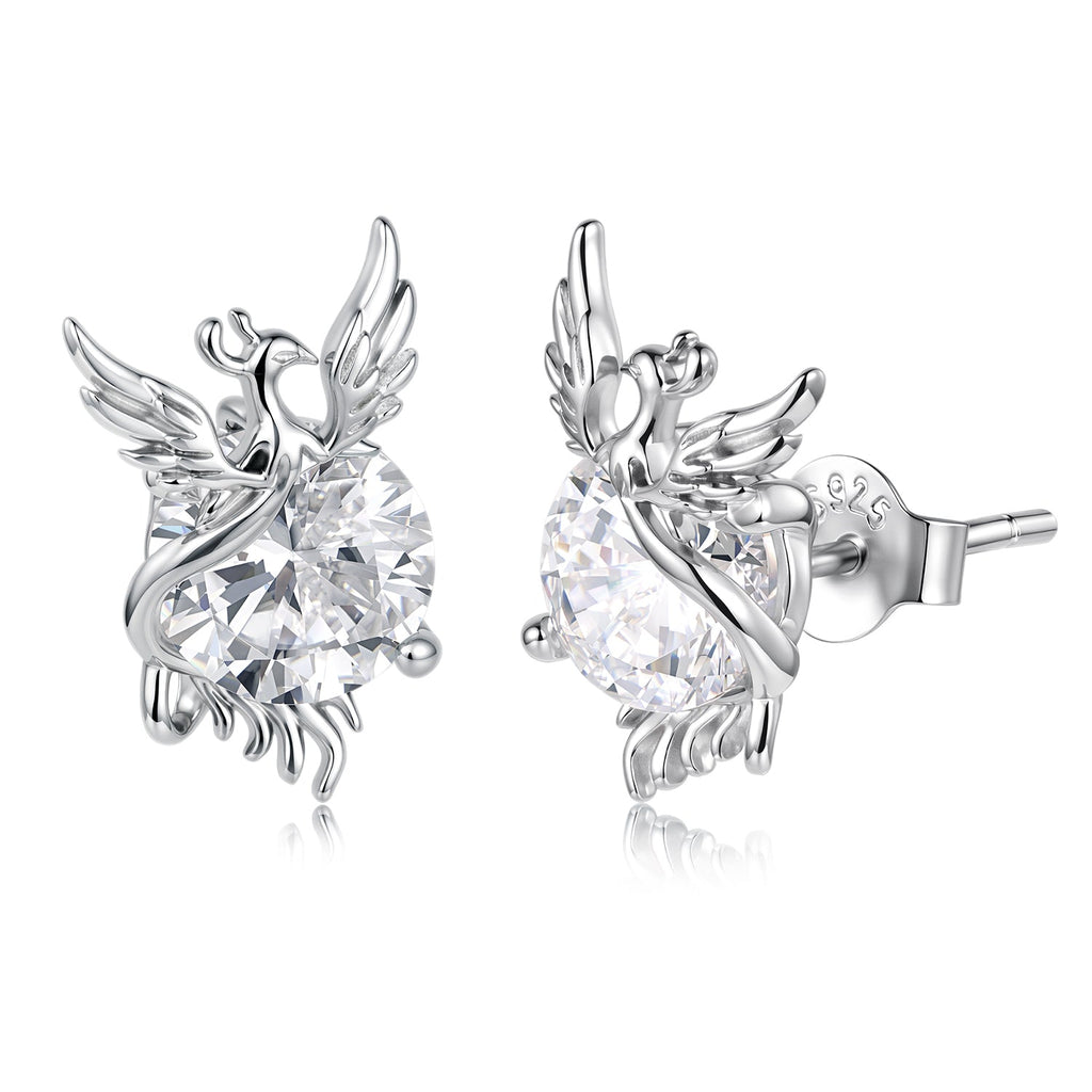 925 Sterling Silver White Gold Plated 1.4x0.9cm Pavé CZ Earrings for Women