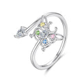 925 Sterling Silver White Gold Plated CZ Pavé Size E Ring for Women