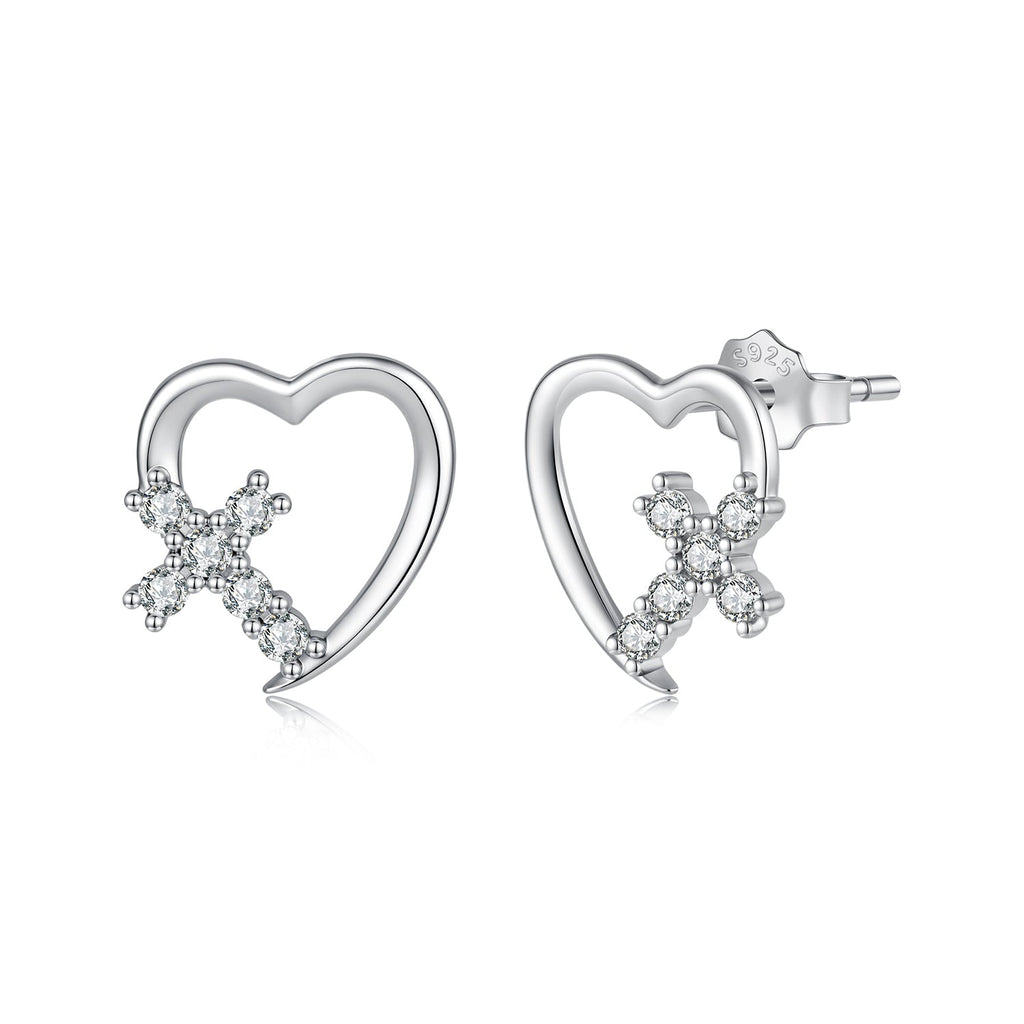 925 Sterling Silver White Gold Plated 1.0x1.0cm Pavé CZ Earrings for Women