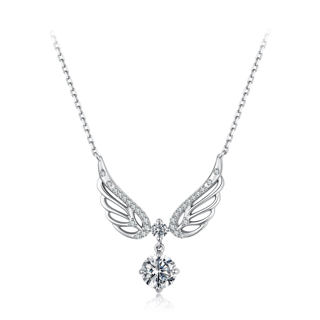 925 Sterling Silver White Gold Plated Moissanite 40+5cm Pavé CZ Pendant Necklace for Women
