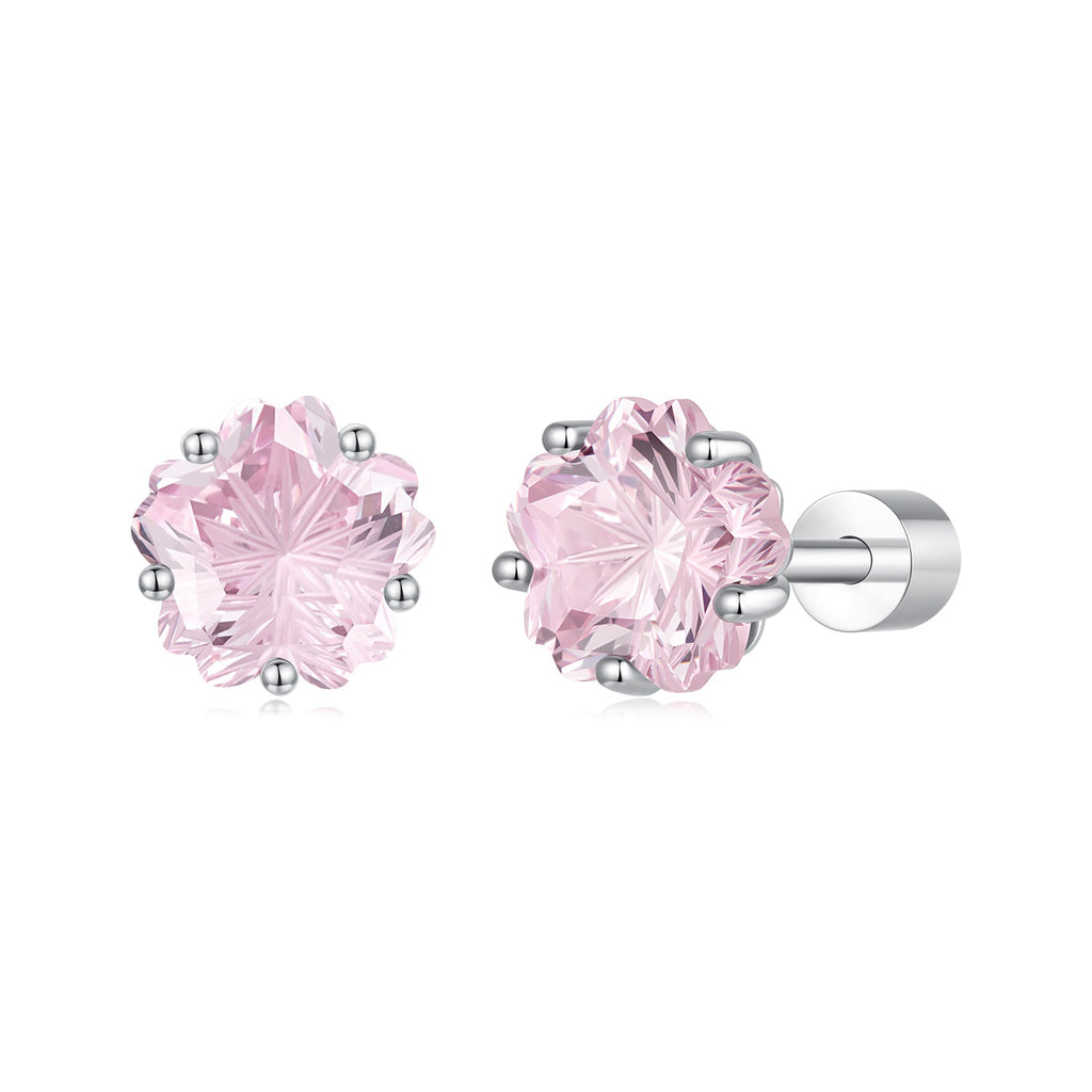 925 Sterling Silver White Gold Plated Pavé CZ 0.6x0.6 cm Earrings for Women