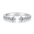 925 Sterling Silver White Gold Plated Size E Moissanite Pavé CZ Ring for Women