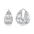 925 Sterling Silver White Gold Plated CZ 1.4 x 0.7 cm Hoop Earrings for Women