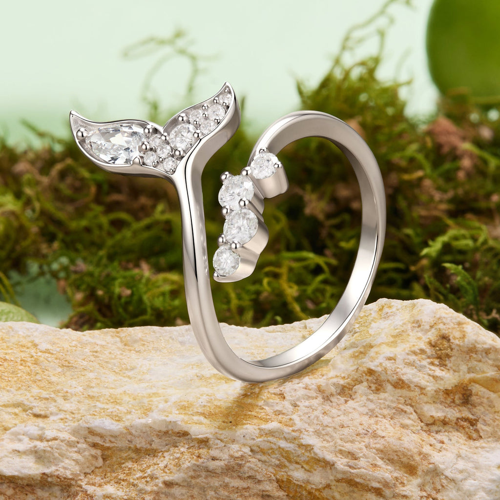 925 Sterling Silver White Gold Plated Size E Moissanite Ring for Women