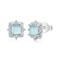 925 Sterling Silver White 0.8 x 0.8 cm Transparent Glass Pavé CZ Earrings for Women