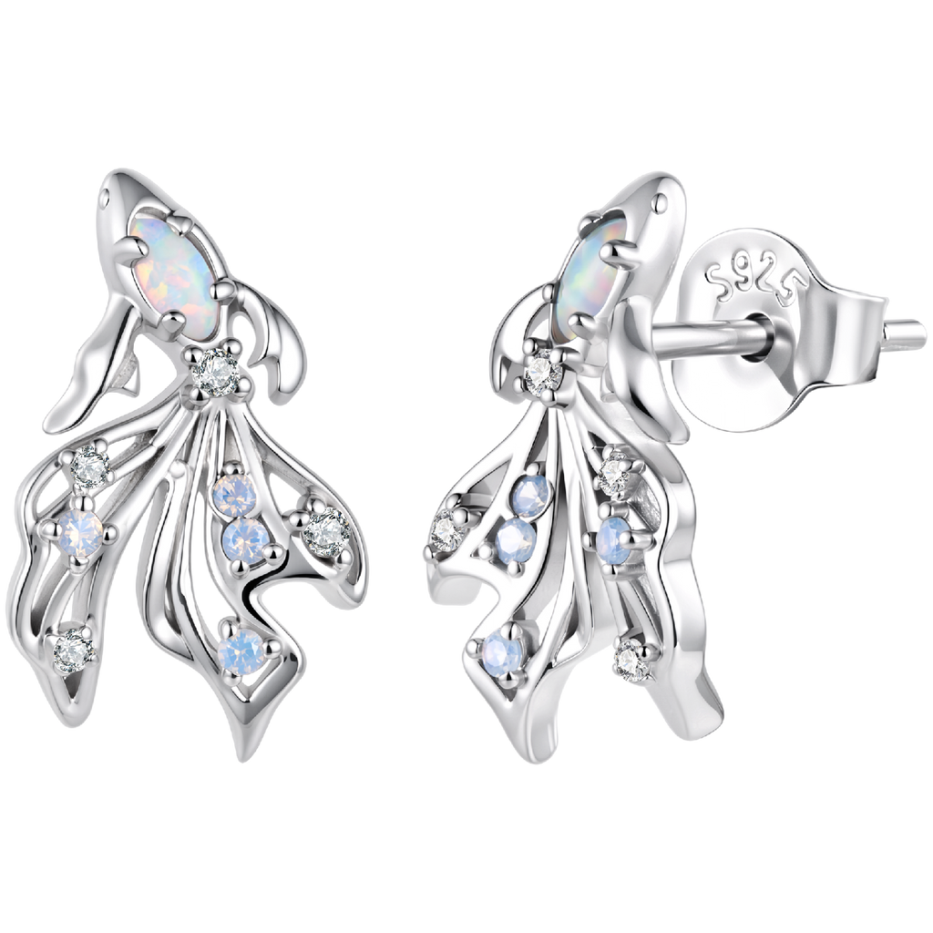 925 Sterling Silver White Nano Opal CZ 1.3*0.8cm Earrings for Women