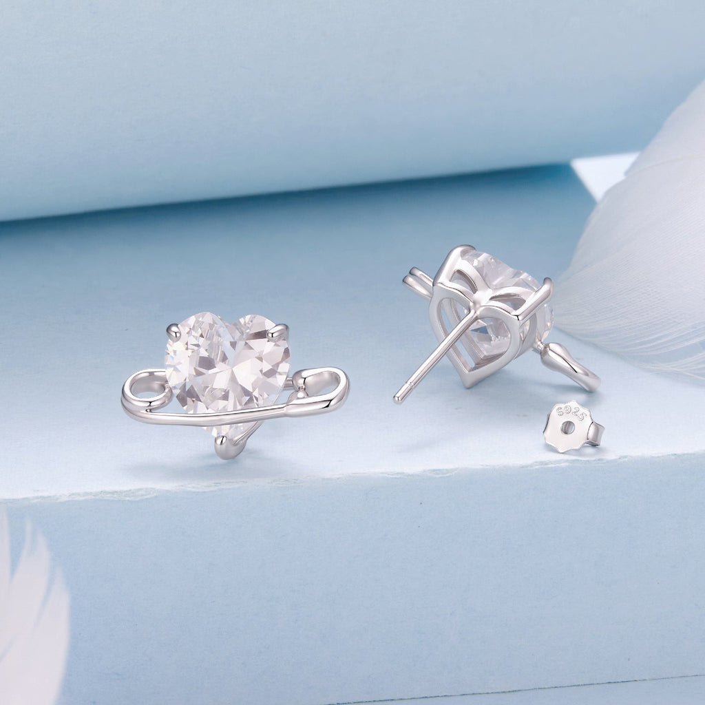 925 Sterling Silver White Gold Plated CZ Pavé 1.0x1.7cm Earrings for Women