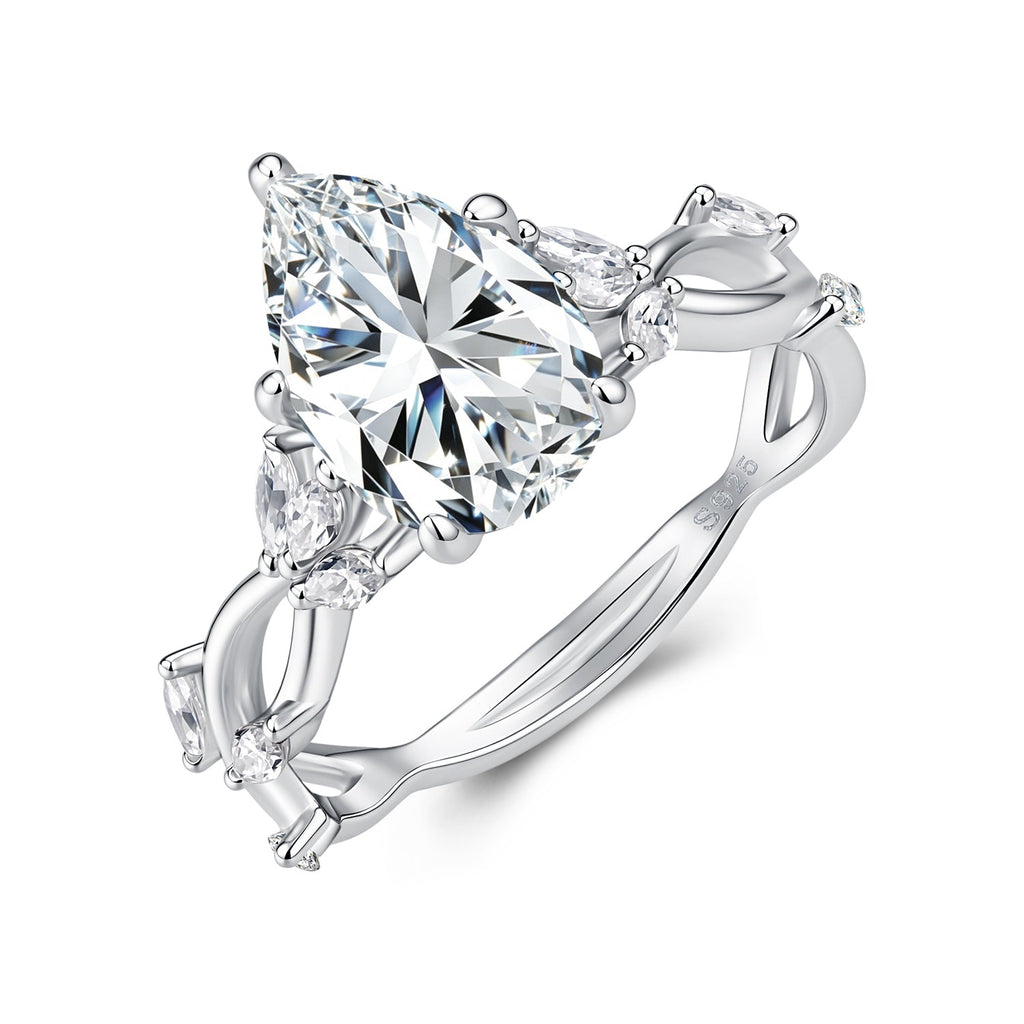 925 Sterling Silver White Gold Plated 3ct Moissanite Size 6 Ring for Women