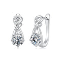 925 Sterling Silver White Gold Plated 0.5ct Moissanite 1.4cm Pavé CZ Hoop Earrings for Women