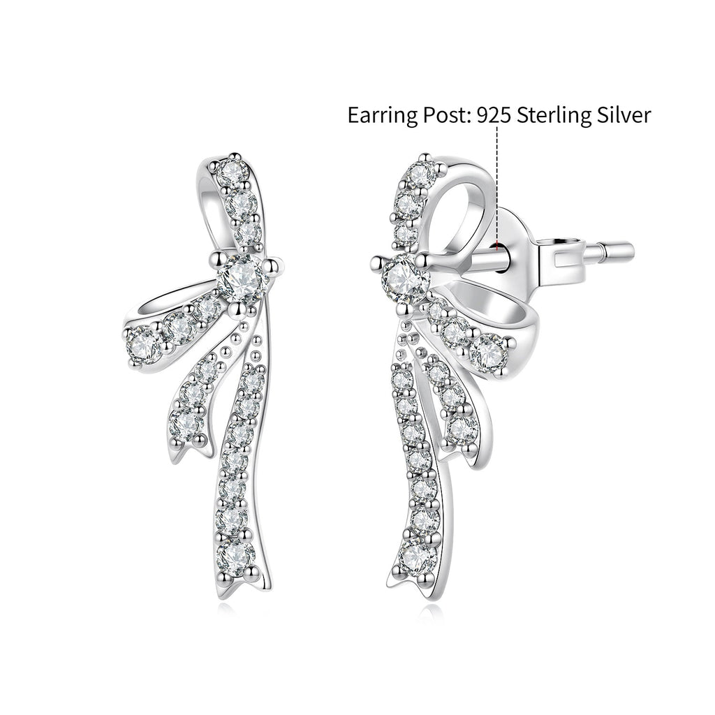 925 Silver White Gold Plated CZ Pavé 1.7 x 0.7 cm Earrings for Women