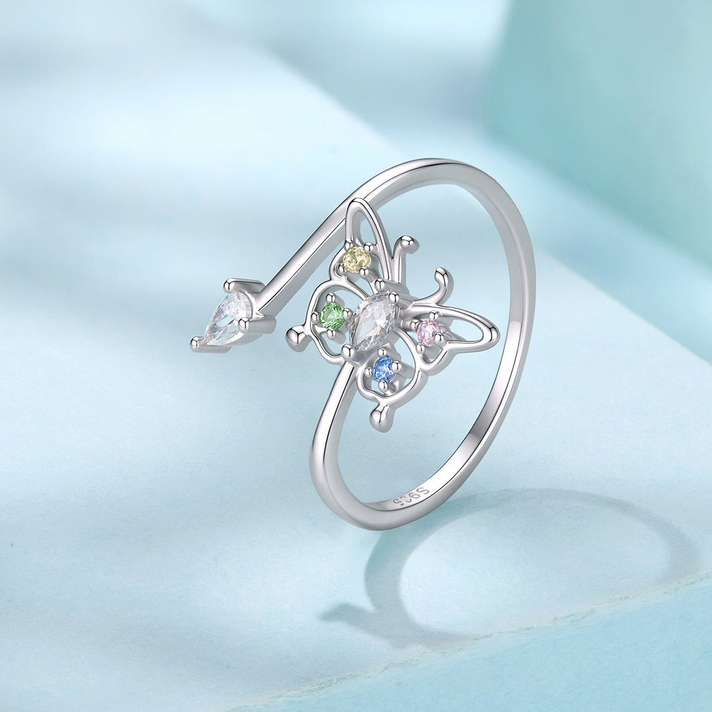 925 Sterling Silver White Gold Plated CZ Pavé Size E Ring for Women