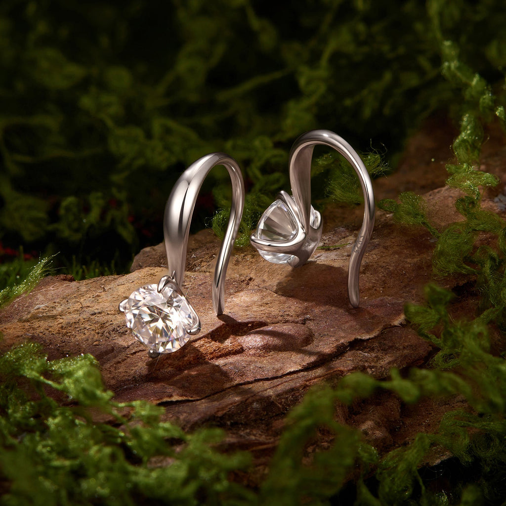 925 Sterling Silver White Gold Plated 0.5ct Moissanite 1.4x0.6cm Earrings for Women