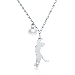 925 Sterling Silver 0.6 Carat Pearl Necklace for Women