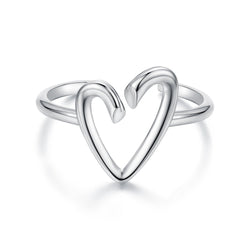 925 Sterling Silver Oxidized Silver Heart Ring for Women