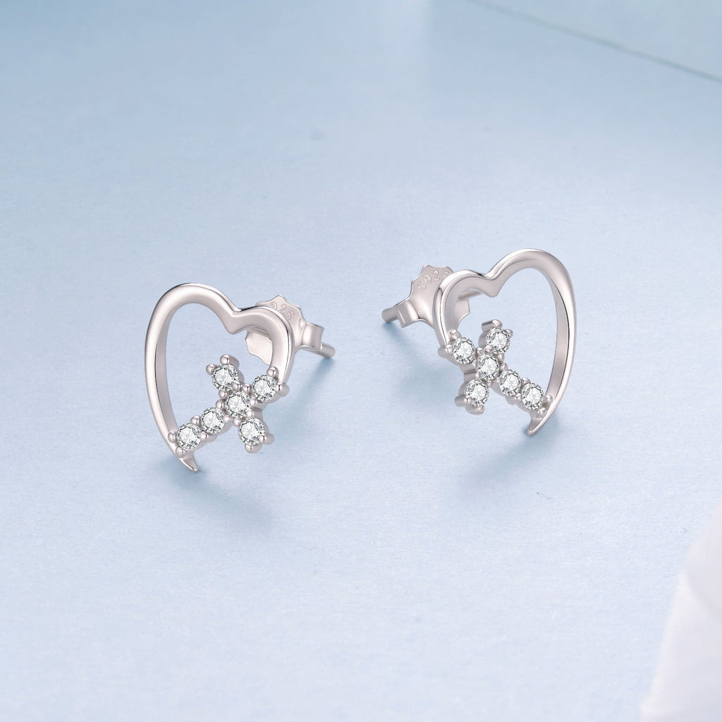 925 Sterling Silver White Gold Plated 1.0x1.0cm Pavé CZ Earrings for Women