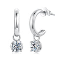 925 Sterling Silver White Gold Plated 0.5ct Moissanite Pavé CZ 2.1x0.6cm Earrings for Women