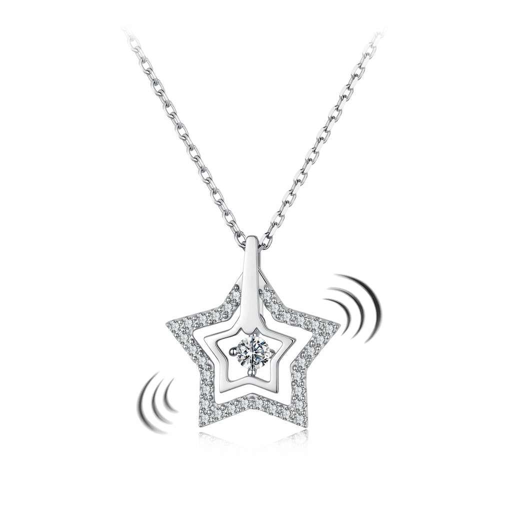 925 Sterling Silver White Gold Plated Moissanite 40+5cm Necklace for Women