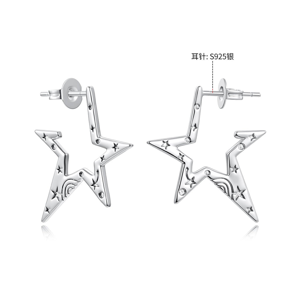 925 Sterling Silver White Gold Plated 2.3 cm Copper Earrings for Women