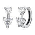 925 Sterling Silver Oxidized Silver Pavé CZ 1.2x0.6cm Hoop Earrings for Women