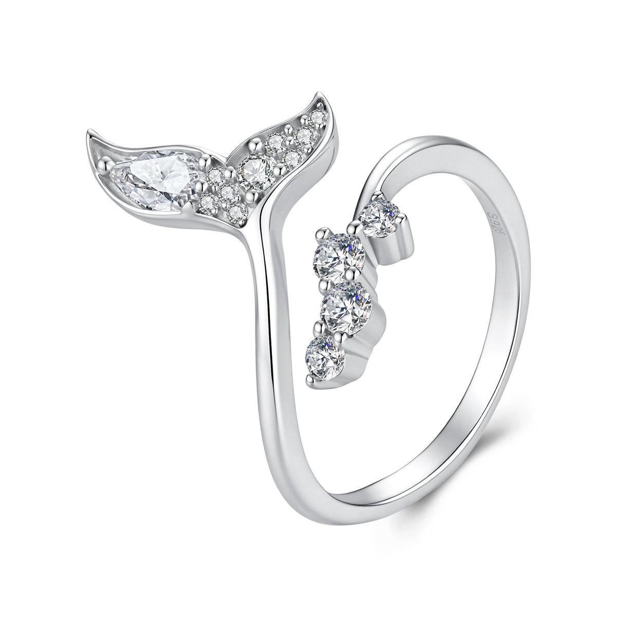 925 Sterling Silver White Gold Plated Size E Moissanite Ring for Women